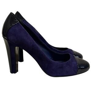 Ralph Lauren Rafita Blue Suede Block Heels sz 8.5